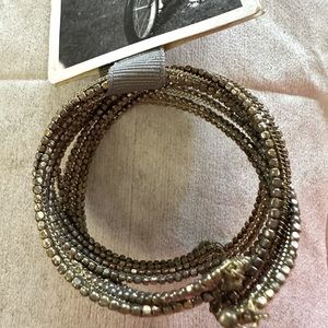 Wire wrap, anthropology, bronze tone, bead bracelet